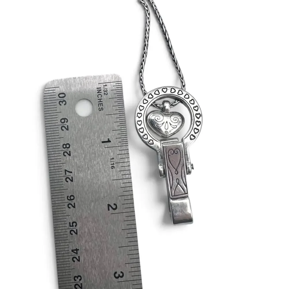 Brighton Lanyard Badge Holder Clip Heart Necklace Reversible Heart 34-36